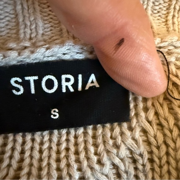 Storia | Cream and Gray Tie Dye Diamond Knit Sweater | Sz S - Picture 5 of 6